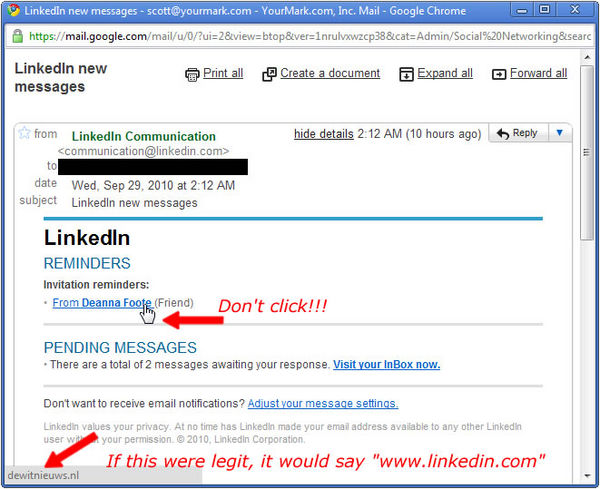 Linkedin spam scam
